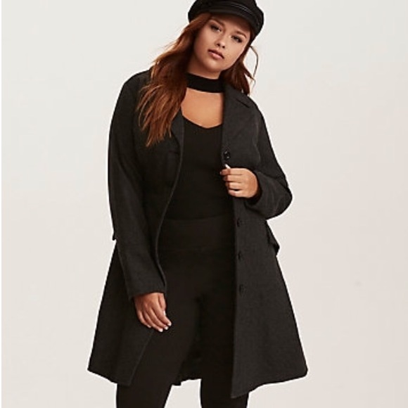 torrid Jackets & Blazers - Torrid Grey Herringbone Swing Coat